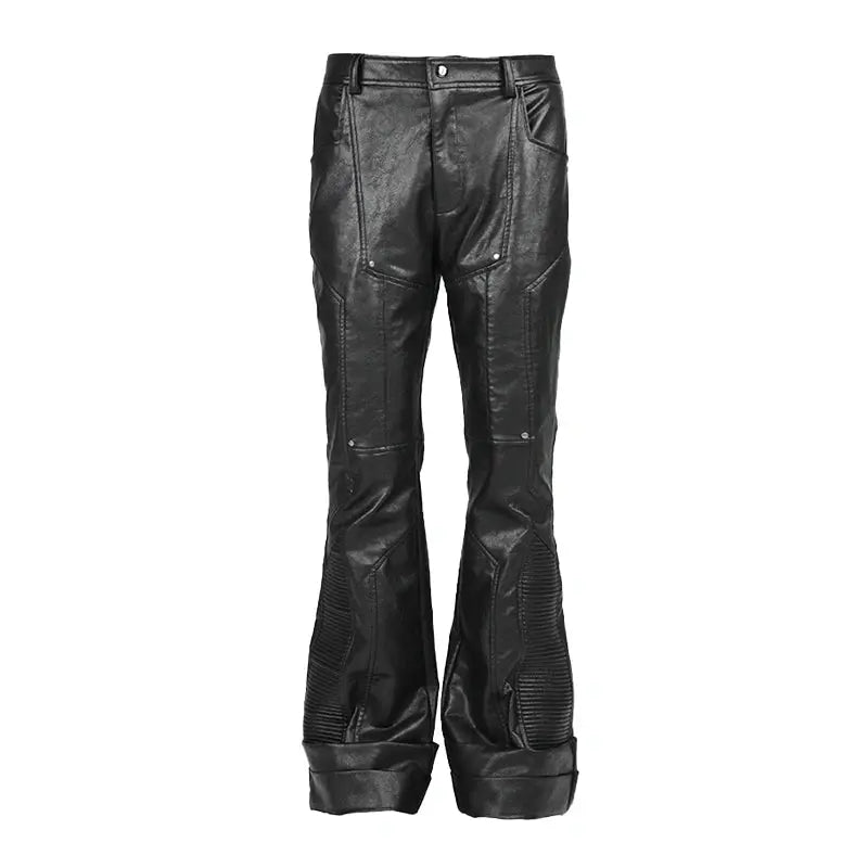 Mauroicardi Spring Autumn Cool Handsome Long Black Pu Leather Pants for Men Luxury Designer Dark Academia Clothes Vintage 2025 Hominus Denim