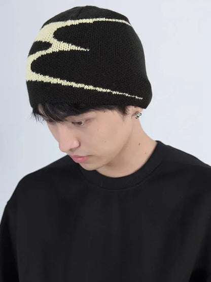 Men Beanies Knit Y2k Hip Hop Graphic Caps Streetwear Winter Gothic Vintage Korean Fashion Pullover Accessories Unisex Women Hats Hominus Denim
