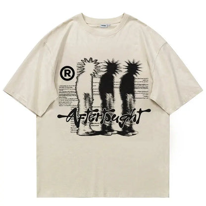 Men Tshirt Cotton Oversized Graphic Print Shadow Y2k Streetwear Top Short Sleeve Tee Hip Hop Harajuku Vintage Aesthetic Clothing Hominus Denim