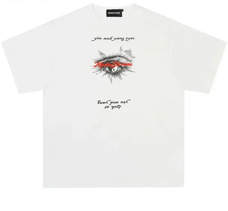 Men Tshirt Y2K Hip Hop Eye Graphic Print Streetwear T-Shirt 2024 Punk Gothic Short Sleeve Shirts 2024 Harajuku Loose Tee Tops Hominus Denim