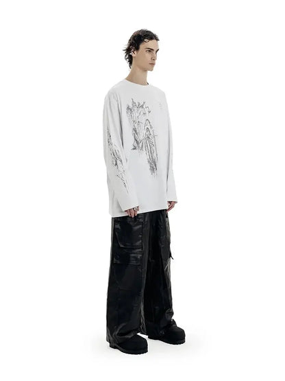 Men's T-Shirt Atrium White Graphic Oversized Cotton Vintage Summer Long Sleeve Tees Tops Harajuku Korean Y2k Streetwear Clothes Hominus Denim
