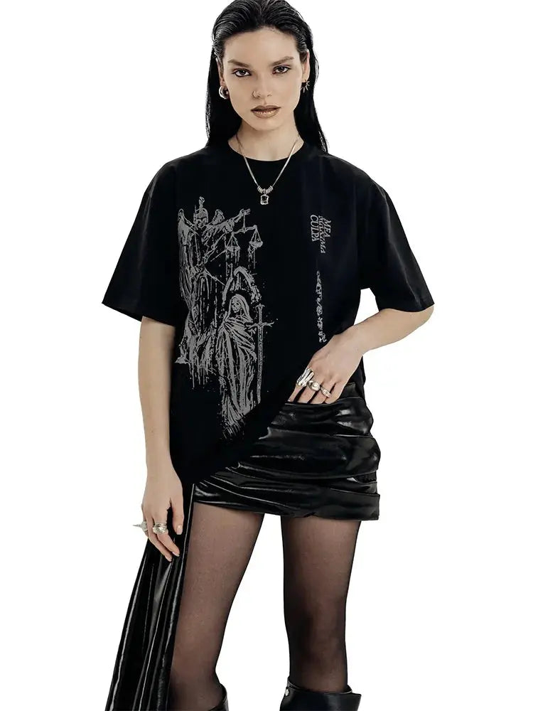 Men's T-Shirt Atrium black Graphic Oversized Cotton Vintage Summer Short Sleeve Tees Tops Harajuku Y2k Streetwear Korean Clothes Hominus Denim