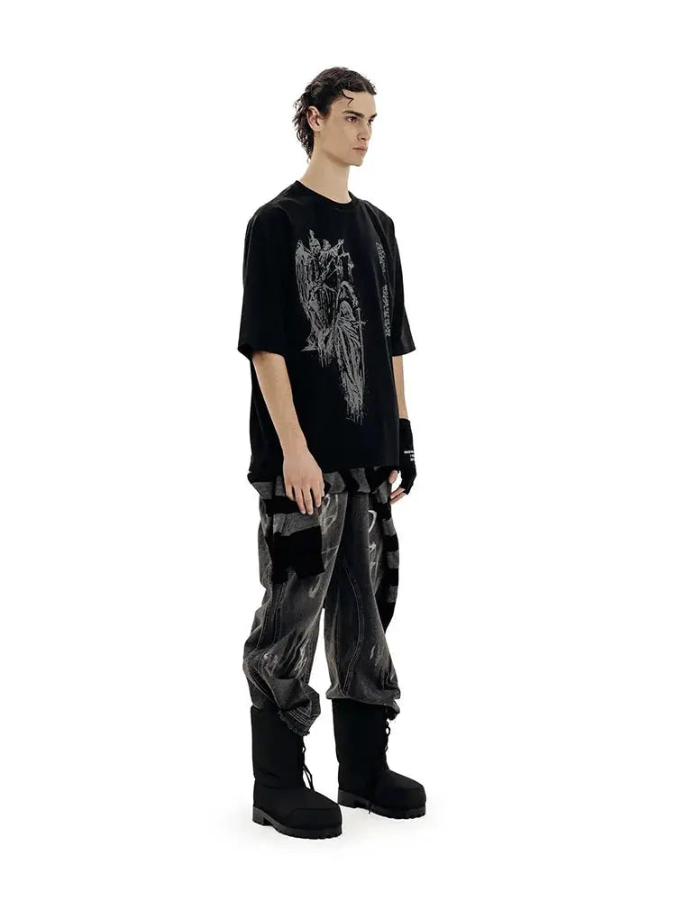Men's T-Shirt Atrium black Graphic Oversized Cotton Vintage Summer Short Sleeve Tees Tops Harajuku Y2k Streetwear Korean Clothes Hominus Denim