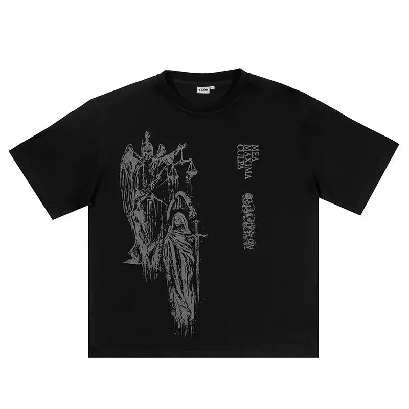 Men's T-Shirt Atrium black Graphic Oversized Cotton Vintage Summer Short Sleeve Tees Tops Harajuku Y2k Streetwear Korean Clothes Hominus Denim