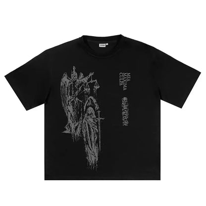 Men's T-Shirt Atrium black Graphic Oversized Cotton Vintage Summer Short Sleeve Tees Tops Harajuku Y2k Streetwear Korean Clothes Hominus Denim