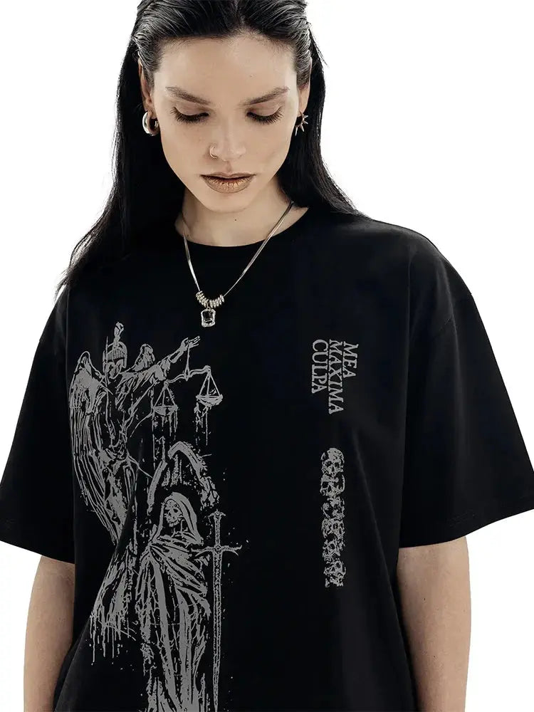 Men's T-Shirt Atrium black Graphic Oversized Cotton Vintage Summer Short Sleeve Tees Tops Harajuku Y2k Streetwear Korean Clothes Hominus Denim