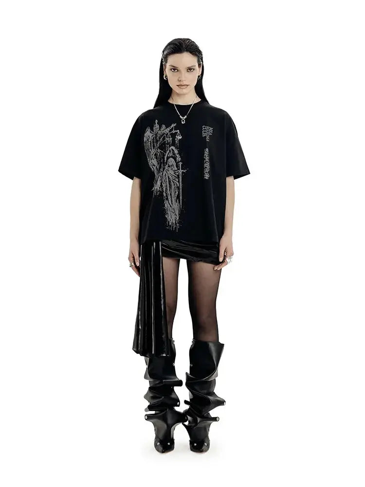 Men's T-Shirt Atrium black Graphic Oversized Cotton Vintage Summer Short Sleeve Tees Tops Harajuku Y2k Streetwear Korean Clothes Hominus Denim