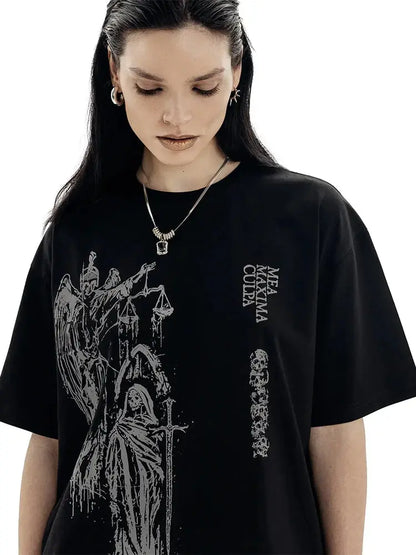 Men's T-Shirt Atrium black Graphic Oversized Cotton Vintage Summer Short Sleeve Tees Tops Harajuku Y2k Streetwear Korean Clothes Hominus Denim