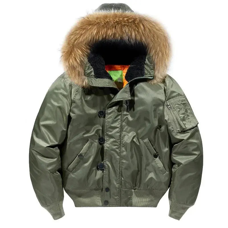 Military Fur Collar Hood Warm Tactical Bomber Winter Jackets Men Hooded N2B Outwear Coats Windproof Flight Pilot MA-1 Jackets Hominus Denim