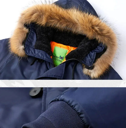 Military Fur Collar Hood Warm Tactical Bomber Winter Jackets Men Hooded N2B Outwear Coats Windproof Flight Pilot MA-1 Jackets Hominus Denim