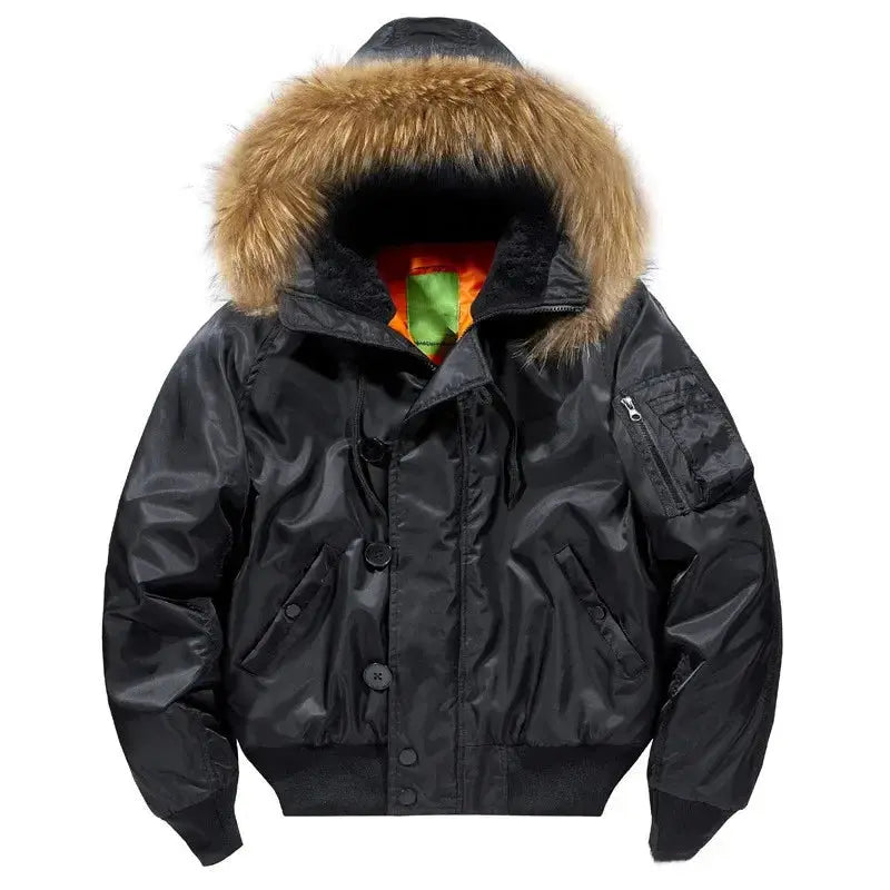 Military Fur Collar Hood Warm Tactical Bomber Winter Jackets Men Hooded N2B Outwear Coats Windproof Flight Pilot MA-1 Jackets Hominus Denim