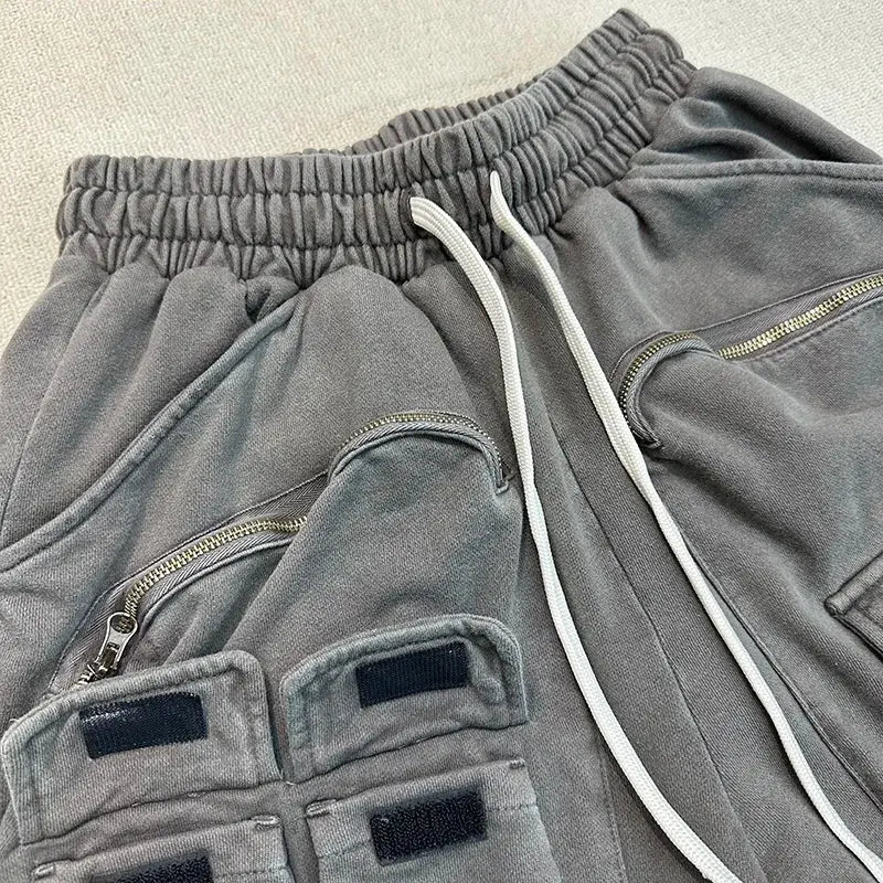 Multi-pocket zipper tactical overalls feature heavyweight shorts Hominus Denim