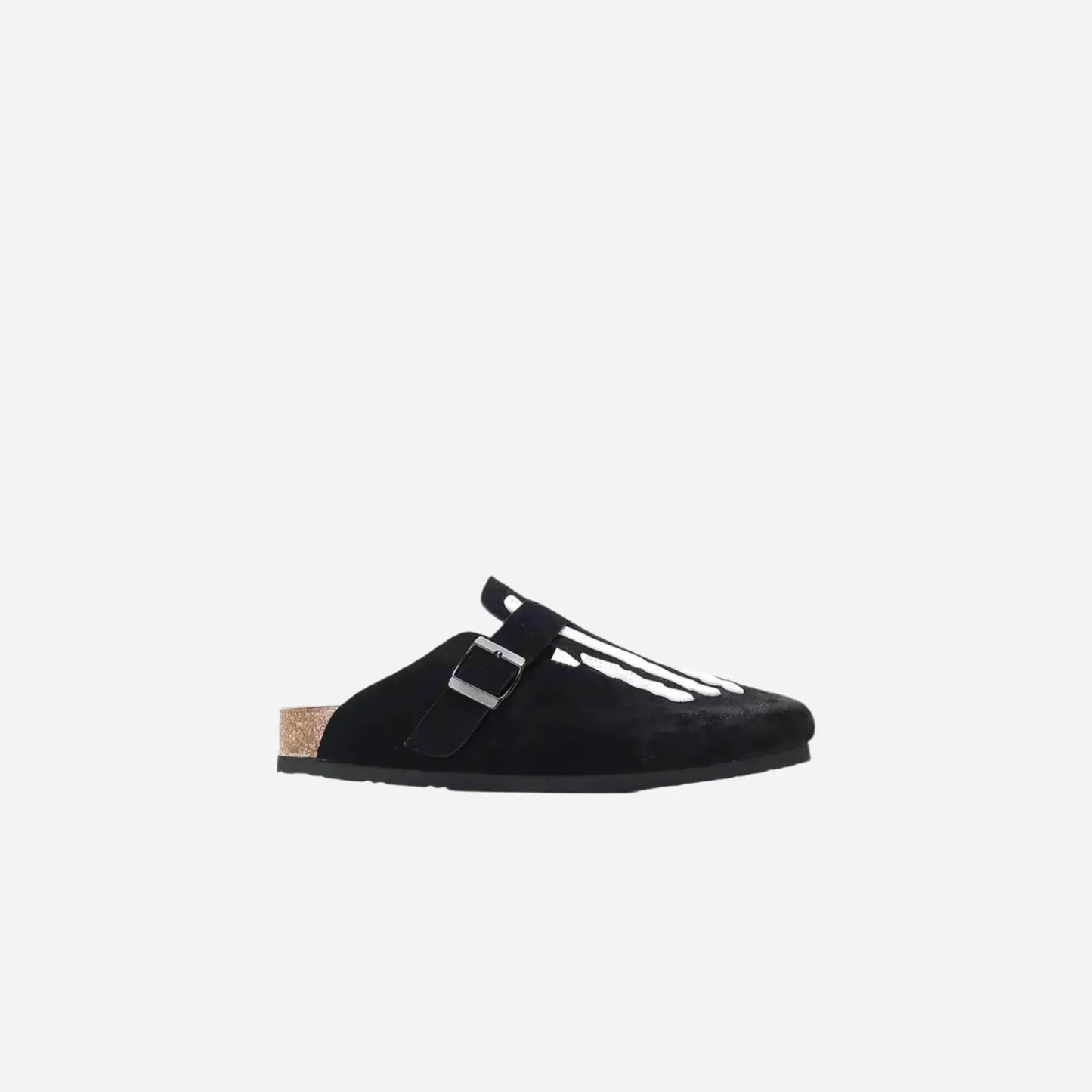 Nubuck Leather Skeleton Flat Slides Slippers Hominus Denim