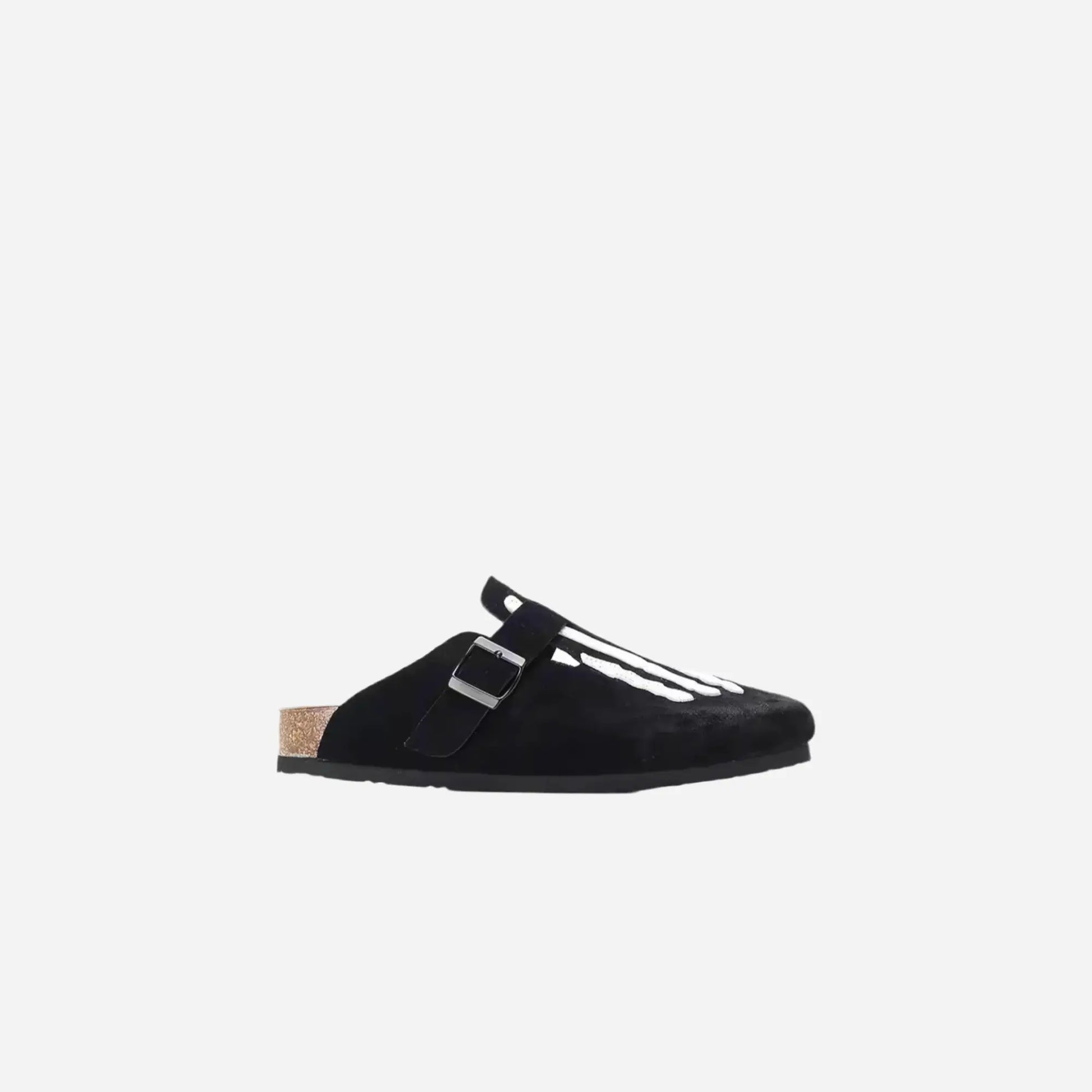 Nubuck Leather Skeleton Flat Slides Slippers Hominus Denim