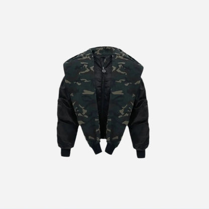 Oversized Camouflage Scarf Hooded Bomber Jacket Hominus Denim
