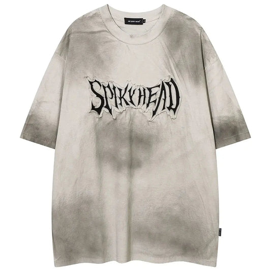 Oversized Gothic Letter Embroidery Grunge Tee