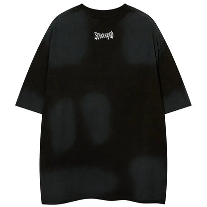 Oversized Gothic Letter Embroidery Grunge Tee