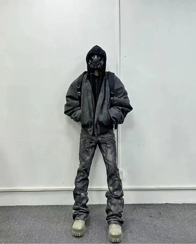 Oversized Hooded Suede Leather Jacket Hominus Denim