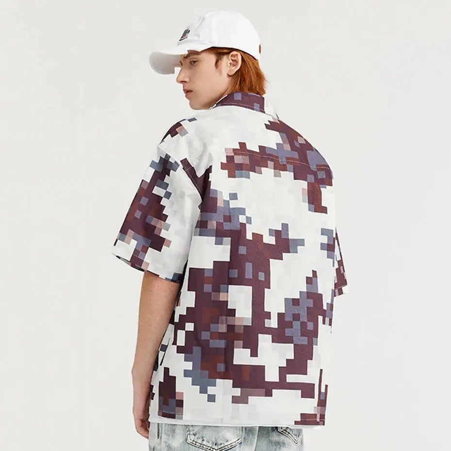 Oversized Pixel Camouflage Short Sleeve Shirt
