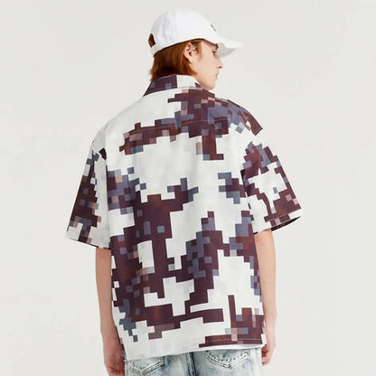 Oversized Pixel Camouflage Short Sleeve Shirt