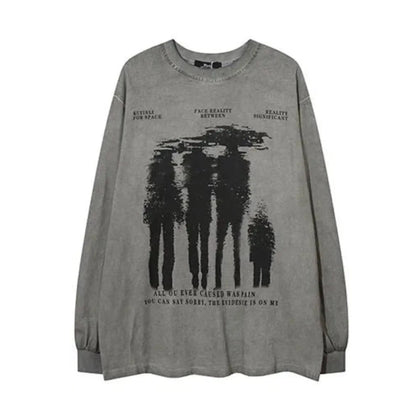 Oversized Vintage Washed Shadow Graphic Sweater