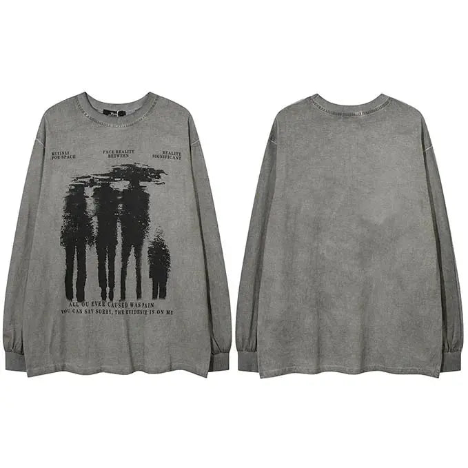 Oversized Vintage Washed Shadow Graphic Sweater