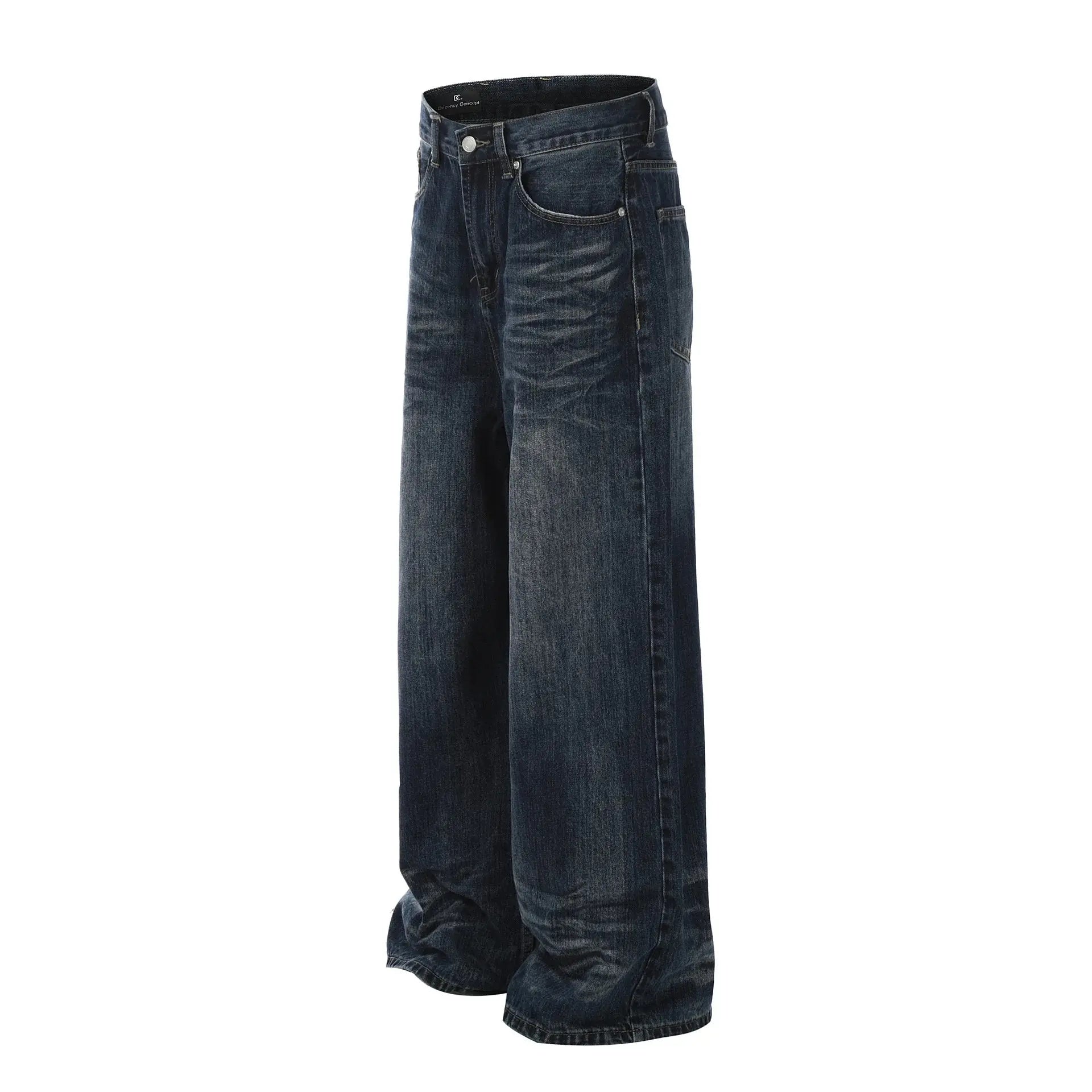 PFNW American Vintage Baggy Jeans Moustache Effect Design Straight Denim Trousers Men's Silhouette Wide Leg Pants Tide 12C2239 Hominus Denim