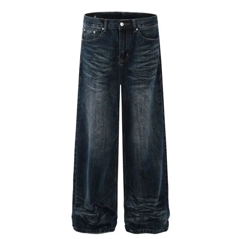 PFNW American Vintage Baggy Jeans Moustache Effect Design Straight Denim Trousers Men's Silhouette Wide Leg Pants Tide 12C2239 Hominus Denim