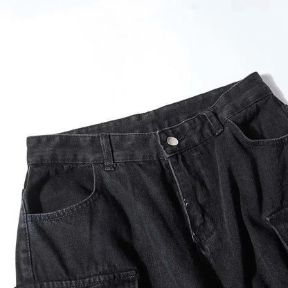 PFNW American Vintage Washed Distressed Men's Multi-pocket Workwear Baggy Jeans Niche Loose Straight Wide-leg Pants Tide 28W5702 Hominus Denim
