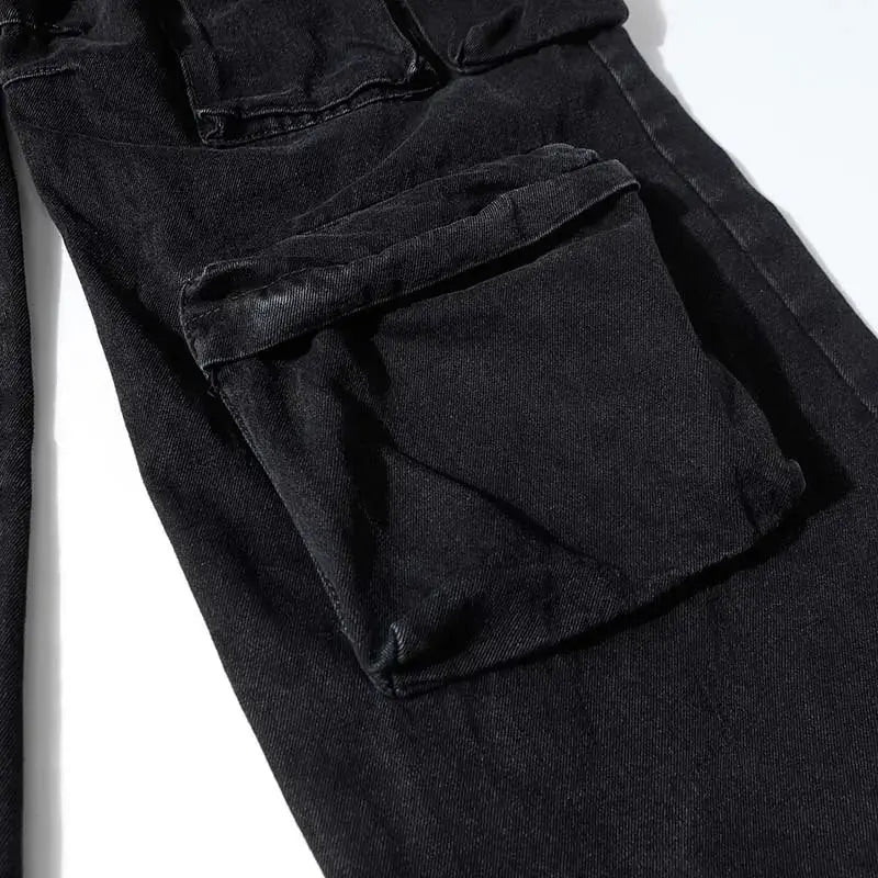 PFNW American Vintage Washed Distressed Men's Multi-pocket Workwear Baggy Jeans Niche Loose Straight Wide-leg Pants Tide 28W5702 Hominus Denim