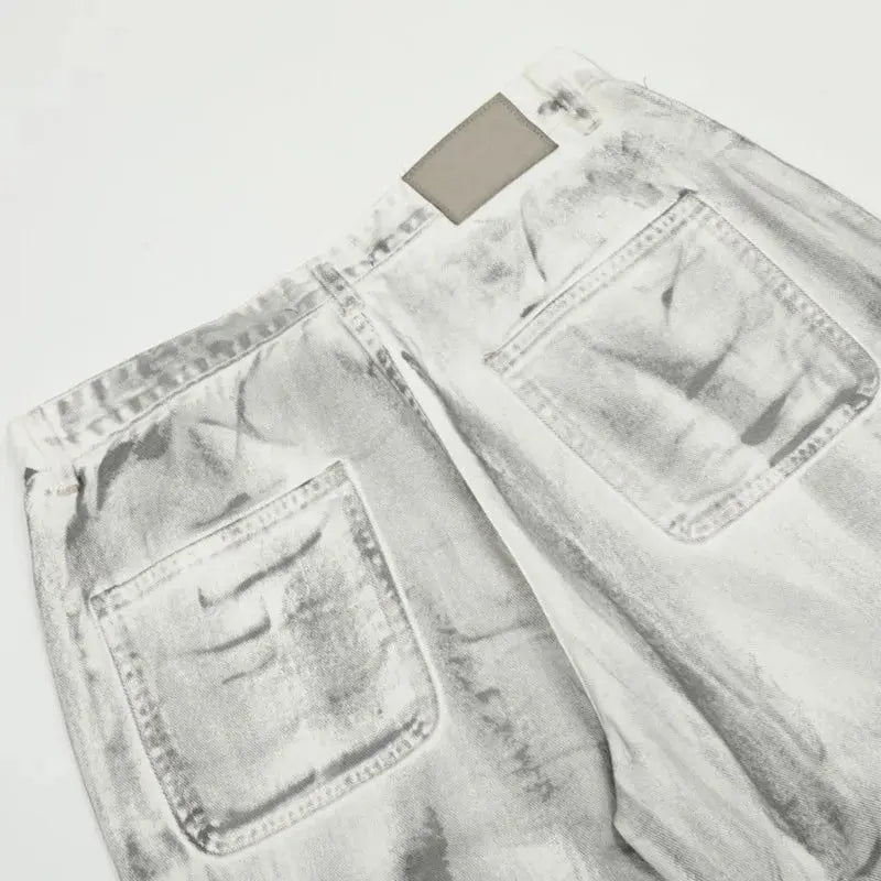 PFNW Multi Pockets Dirty Dyed Men's Jeans High Street Safari Style Male Denim Cargo Pants Wide Leg Trousers 2024 Trendy 28W3102 Hominus Denim