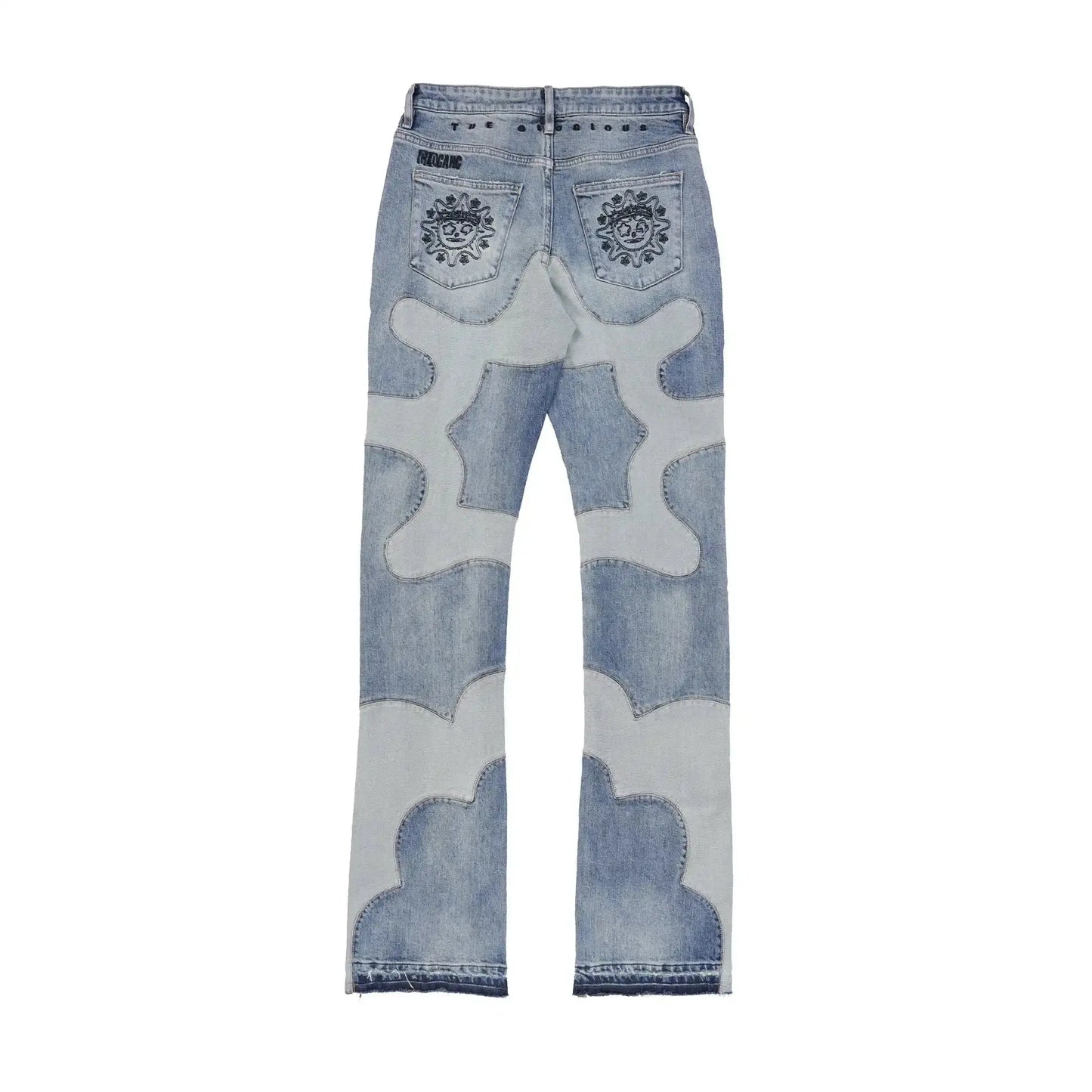 Patchwork Pattern Embroidered Flare Jean