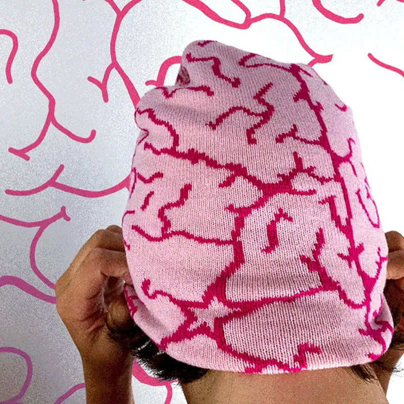 Pink Y2K Brain Beanie Hominus Denim