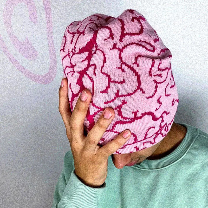 Pink Y2K Brain Beanie Hominus Denim