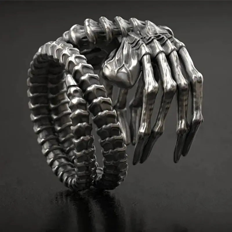 Punk Motorcycle Style Men's Bullying Skeleton Talon Ring Personality Exaggerated Pop Ring Hominus Denim