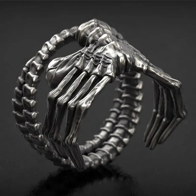 Punk Motorcycle Style Men's Bullying Skeleton Talon Ring Personality Exaggerated Pop Ring Hominus Denim