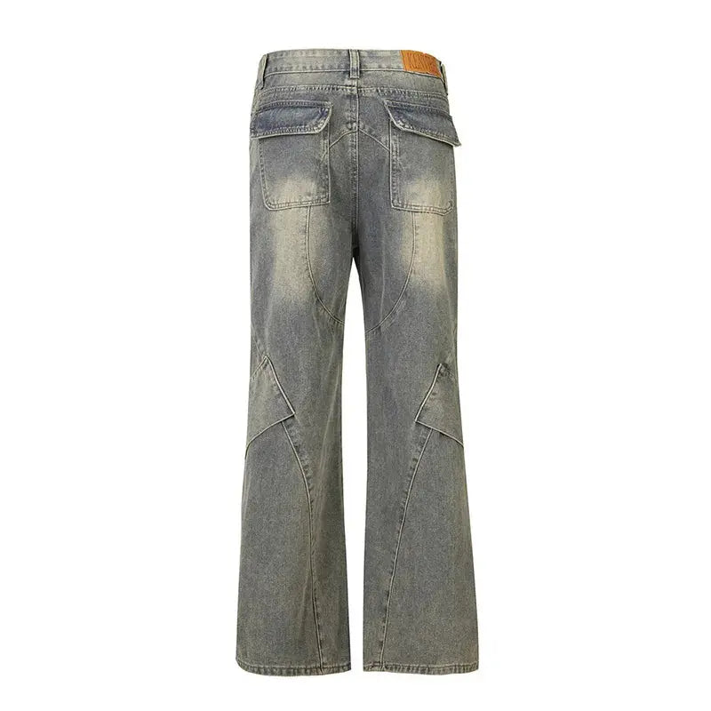 Punk Style Hip Hop Casual Jeans Pants Hi Street Cargo Vintage Denim Trousers For Male Patchwork Hominus Denim