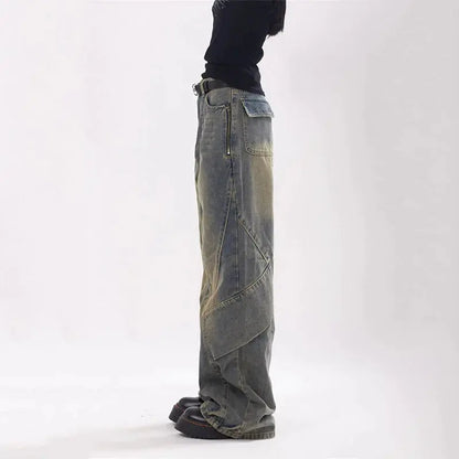 Punk Style Hip Hop Casual Jeans Pants Hi Street Cargo Vintage Denim Trousers For Male Patchwork Hominus Denim