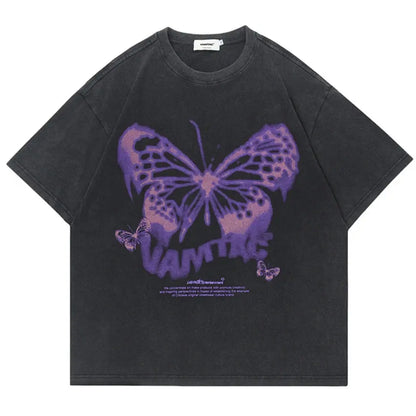 Purple Butterfly Printed Tee