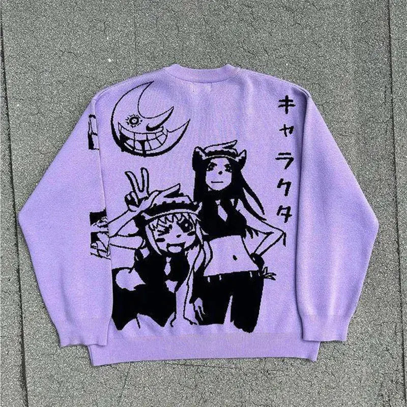 Purple Y2K Gothic Anime Knit