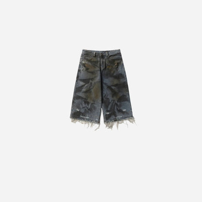 Raw Edge Ripped Denim Short Hominus Denim