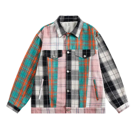 Retro Grunge Spliced Long Sleeves Shirt Hominus Denim