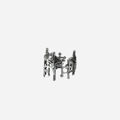 Retro Silver Jesus Cross Adjustable Ring Hominus Denim