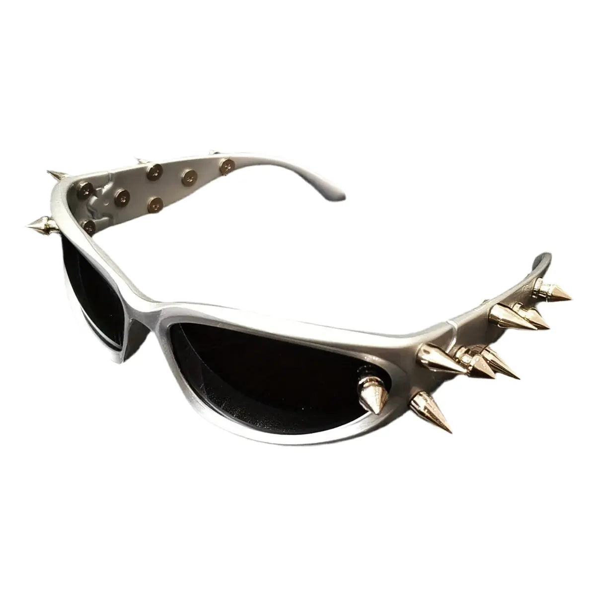 SSPV Cyberpunk Y2K Wrap-Around Fashion Glasses - Futuristic Rivet Decor, Anti-Glare Lens for Party & Club Hominus Denim