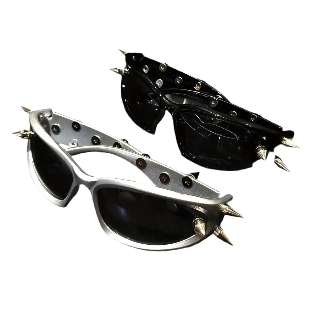 SSPV Cyberpunk Y2K Wrap-Around Fashion Glasses - Futuristic Rivet Decor, Anti-Glare Lens for Party & Club Hominus Denim