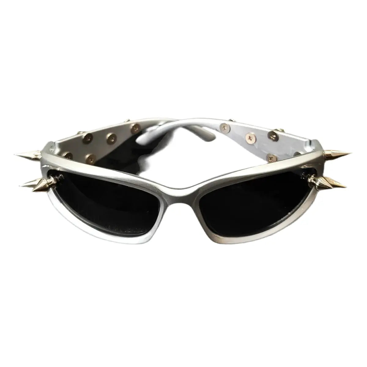 SSPV Cyberpunk Y2K Wrap-Around Fashion Glasses - Futuristic Rivet Decor, Anti-Glare Lens for Party & Club Hominus Denim