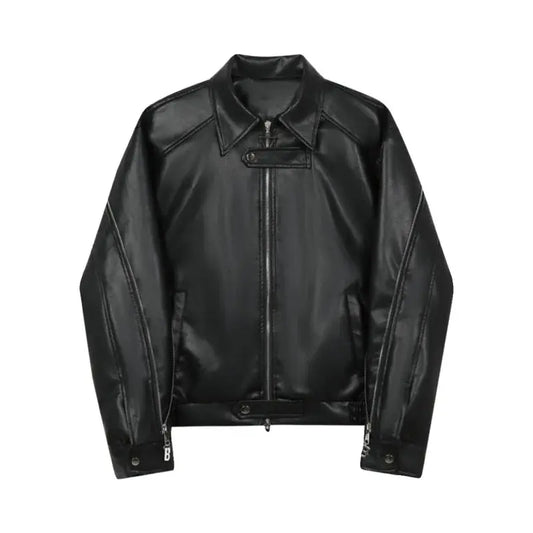 Short Leather Multi Zipped Jacket