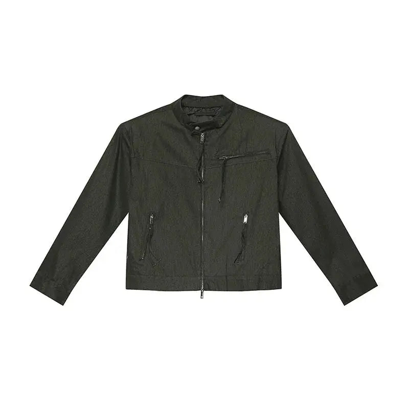 Short Zipper Casual Jacket - Hominus Denim