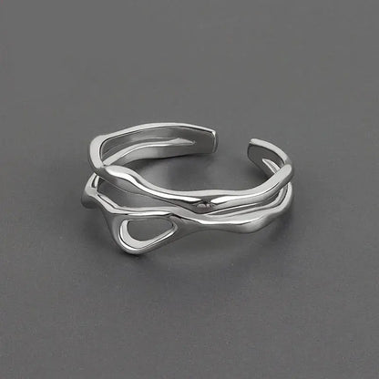 Silver Hollow Geometric Ring