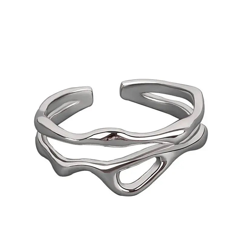 Silver Hollow Geometric Ring Hominus Denim